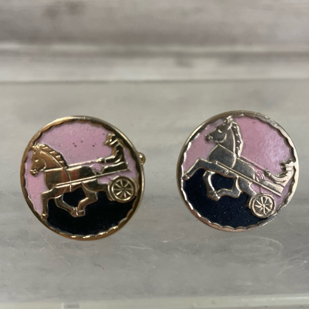 Cufflinks Classic Antique Model Steam Car Automobile Unknown Maker Vintage 7/8"